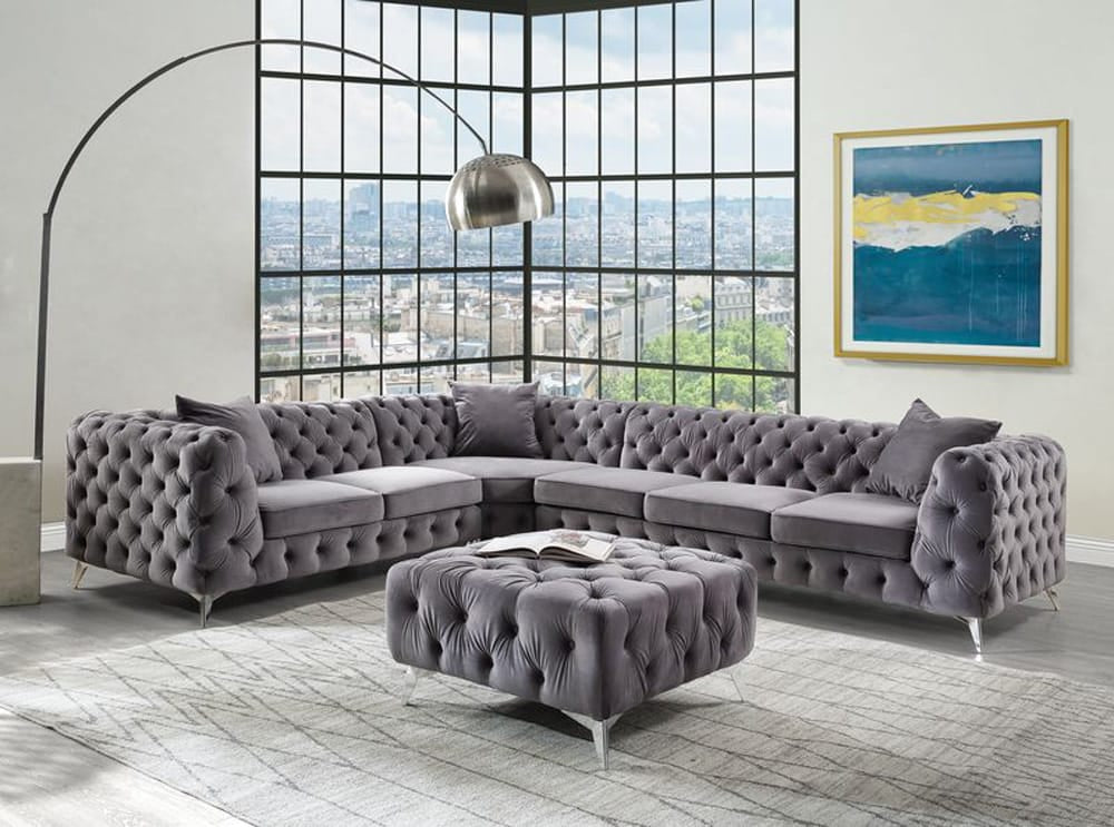ACME Furniture - Wugtyx - Ottoman - Dark GrayVelvet - LV00336 view 3