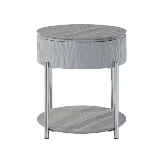 ACME Furniture - Yukino End Table - Gray High Gloss & Chrome - LV02412 view 2
