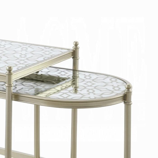ACME Furniture - Zaba Nesting Table - Glass Top & Champagne Finish - LV02764 veiw 2