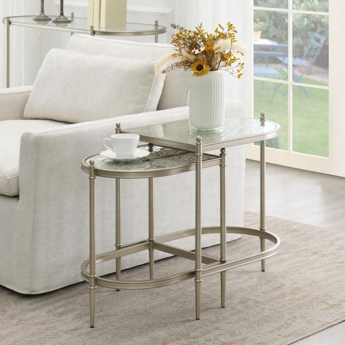 ACME Furniture - Zaba Nesting Table - Glass Top & Champagne Finish - LV02764 veiw 4