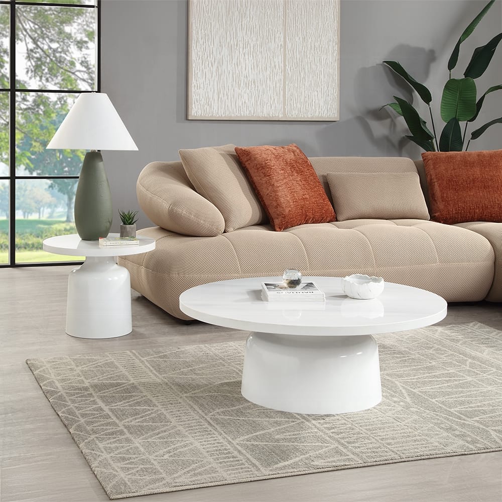 ACME Furniture - Zaid Coffee Table - Engineering Marble & White High Gloss Finish - LV04225 view 4