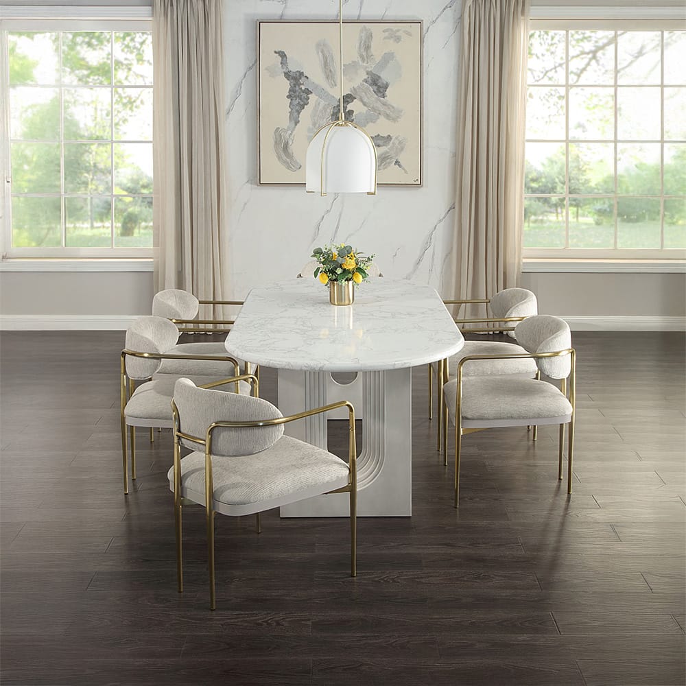 ACME Furniture - Zayn - Dining Table - White Natrual Marble Top & White - DN04205 view 7