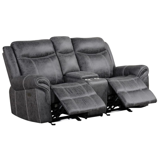 ACME Furniture - Zubaida - Power Motion Glider Loveseat w/USB Port - Dark Gray Polish Microfiber - LV04671 view 2