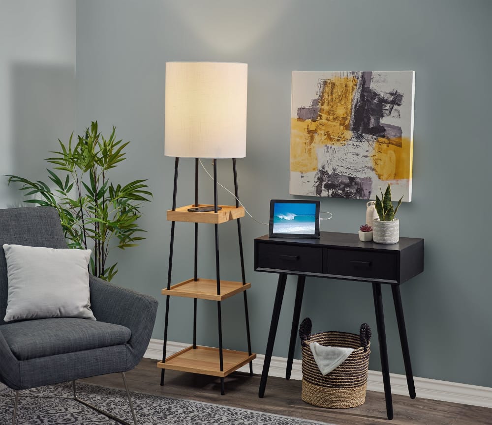 Adesso Home - Henry AdessoCharge Shelf Floor Lamp- Natural - 3459-12 view 6