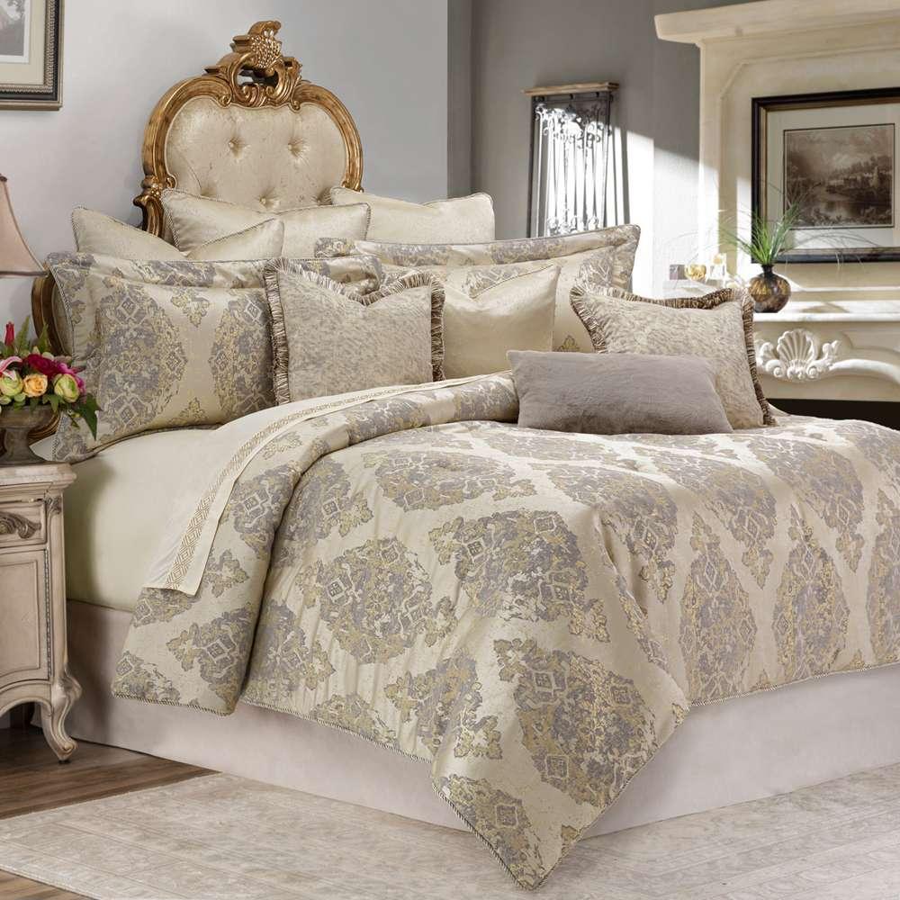 AICO by Michael Amini - Bennett 9-Piece Queen Comforter Set - Champagne - BCS-QS09-BENNET-CMP veiw 1