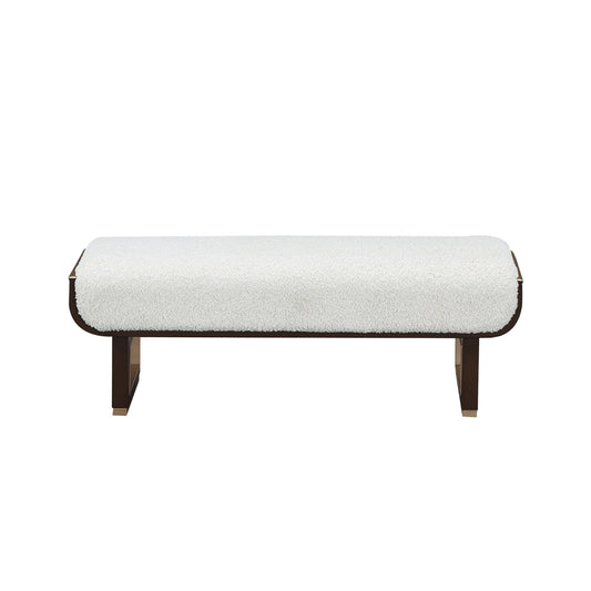 AICO by Michael Amini - West Kensington Accent Bench - Cream Puff/Medium Espresso - 9096904-417 view 2