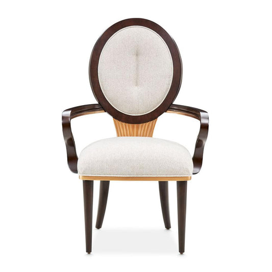 AICO by Michael Amini - Camellia Field Dining Arm Chair - Set of 2 - Linen/Warm Pecan - 9090004-400 veiw 2