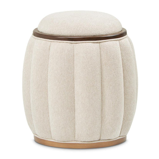 AICO by Michael Amini - Camellia Field Round Bench - Linen/Warm Pecan - 9090804-400 veiw 2