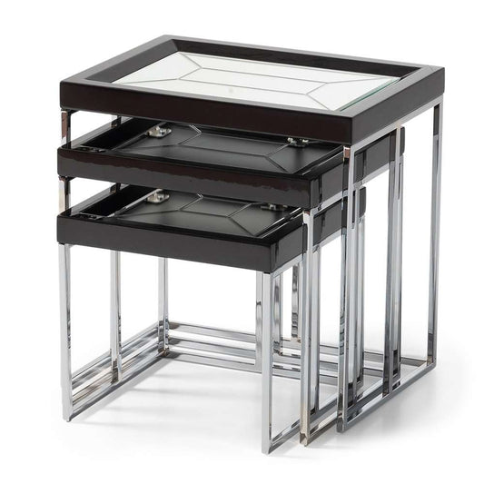 AICO by Michael Amini - Carmela Nesting Tables, Set of 3 - Glossy Charcoal Sand - LFR-CRMA224-830 veiw 2
