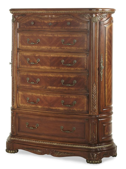 AICO by Michael Amini - Cortina King Sleigh Bedroom Set w/ Chest (6 pc) in Honey Walnut - NF6500EKSL6C-28 veiw 2
