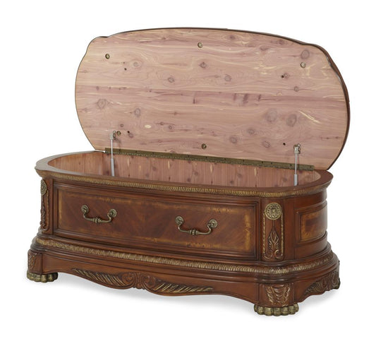 AICO by Michael Amini - Cortina Leather Bedside Bench in Honey Walnut - N65904-28 veiw 2