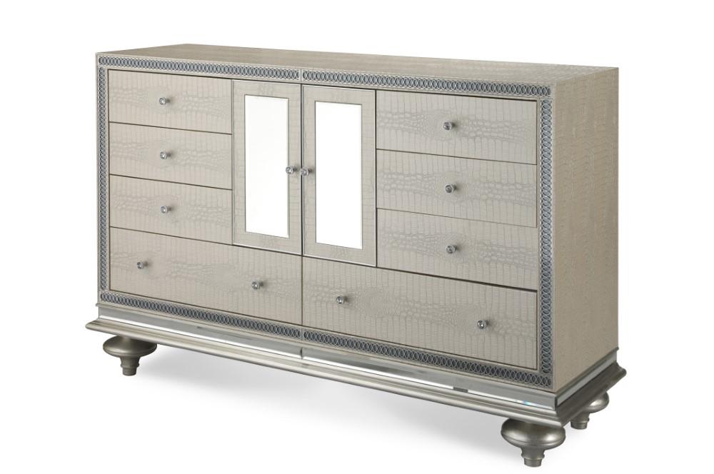 AICO by Michael Amini - Hollywood Swank Upholstered Dresser in Crystal Croc - NT03050-09_CLOSEOUT veiw 1