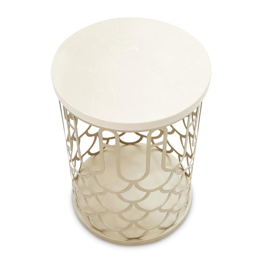 AICO by Michael Amini - La Marisia Marble Chairside Table - Creamy Pearl/Champagne - 9089225-112 veiw 2