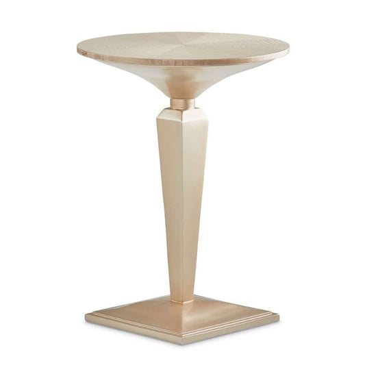 AICO by Michael Amini - Malibu Crest Round Pedestal Tea Table - Chardonnay - N9007225-822 veiw 2