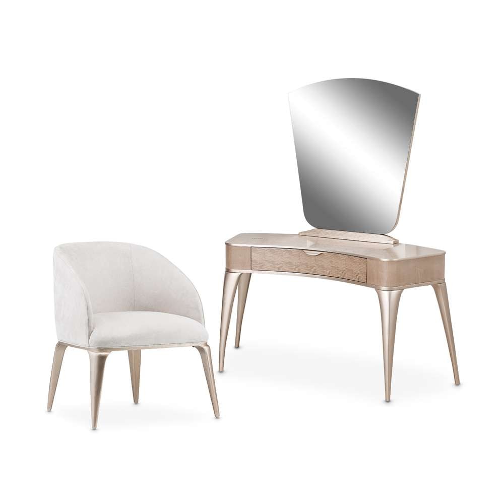 AICO by Michael Amini - Malibu Crest Vanity Set with Mirror & Chair - Blush - N9007000VAN3-131 veiw 1