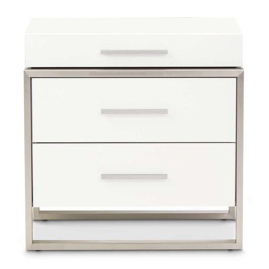 AICO by Michael Amini - Marquee Nightstand with LED Lights - Cloud White - KI-MRQE040-108 veiw 2