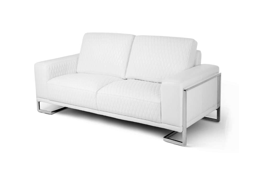 AICO by Michael Amini - Mia Bella Gianna Loveseat in Stainless Steel Finish - MB-GIANN25-WHT-13 veiw 1