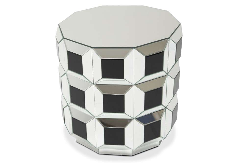 AICO by Michael Amini - Montreal - Round Silver Prisim Mirrored End Table - FS-MNTRL-1737 veiw 3