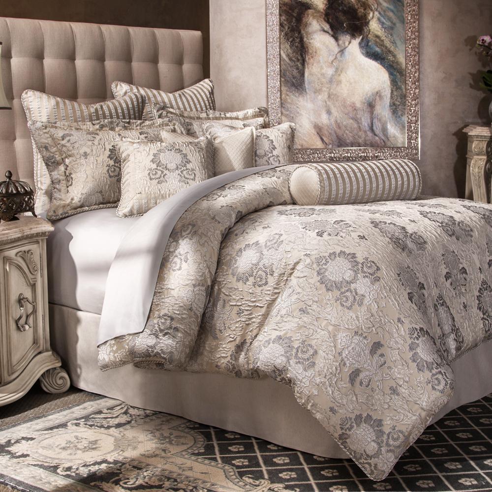 AICO by Michael Amini - Sycamore Grove 10pc King Comforter Set in Silver - BCS-KS10-SYMRG-SLV veiw 1