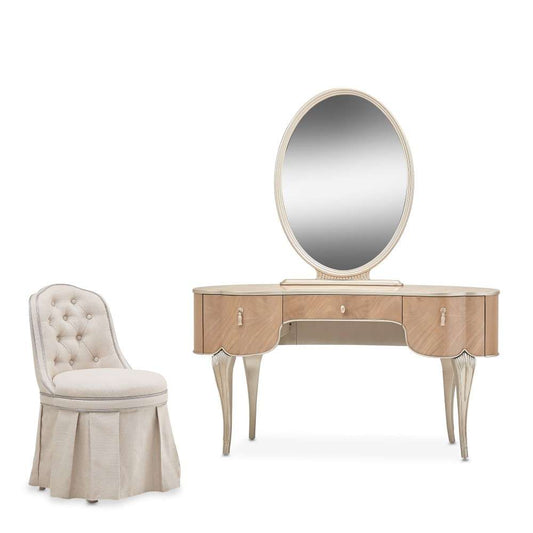 AICO by Michael Amini - Villa Cherie Vanity Set with Mirror & Chair- Caramel - N9008000VAN3-134 veiw 2