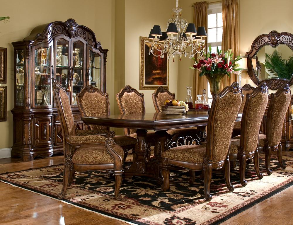 AICO by Michael Amini - Windsor Court Rect. Dining Room Set w/ China & Buffet (11 pc) in Vintage Fruitwood - 70000DRS11CB-54 veiw 1