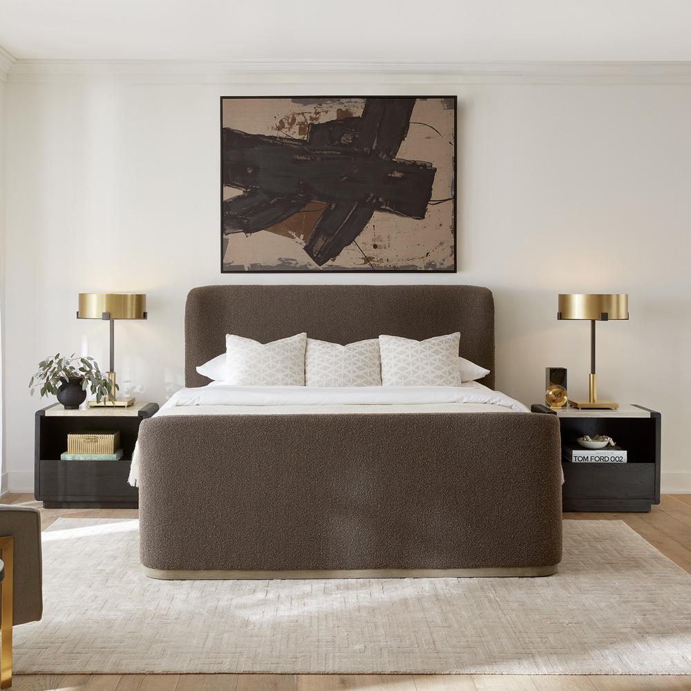 Alder & Tweed - Avery Polyester Upholstered with Solid Wood Brushed Smoke Wood Finish King Bed - AT40100Q-RRS veiw 5