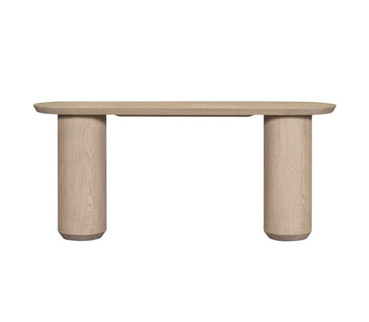 Alder & Tweed - Cromwell Raw Oak Finish 2 Pedestal Legs Contemporary Modern Design 72in Console Table - AT9498-RWO veiw 2