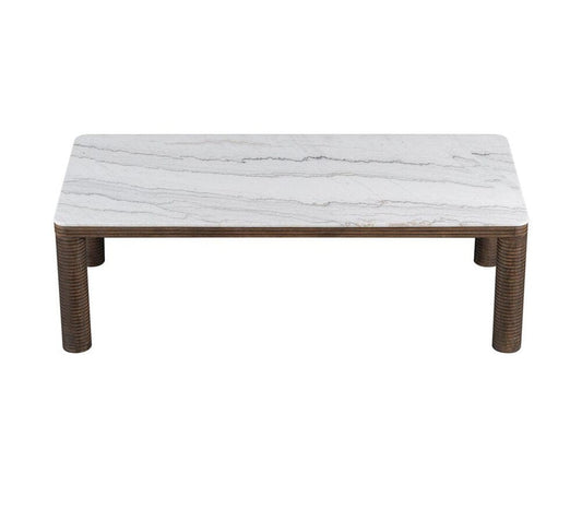 Alder & Tweed - Durham Brown Oak & White Marble 4-Leg Modern Design 95in Dining Table - AT60099-MCR/GWM veiw 2