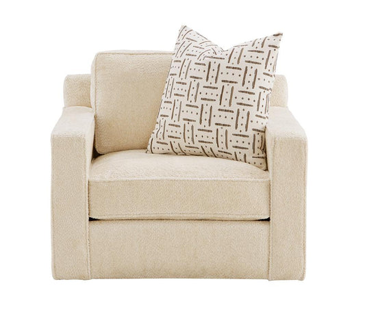 Alder & Tweed - Emmett Upholstered Plush Pearl Fabric, Elegant Comfort Design 47in Occassional Accent Chair - AT9613-PHP veiw 2
