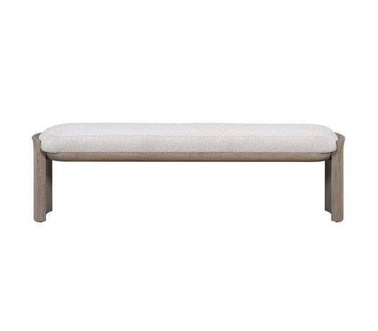 Alder & Tweed - Margot Polyester Upholstered with Solid Oak 60.5in White Bench - AT9809-FLF/DDS veiw 2