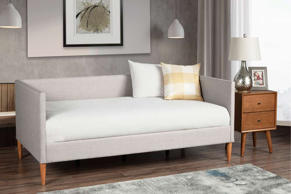 Alpine Furniture - Britney Day Bed, Light Grey Linen - 1096T veiw 2