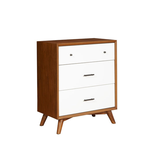 Alpine Furniture - Flynn 3 Drawer Two Tone Small Chest, Acorn/White - 999-04 view 2