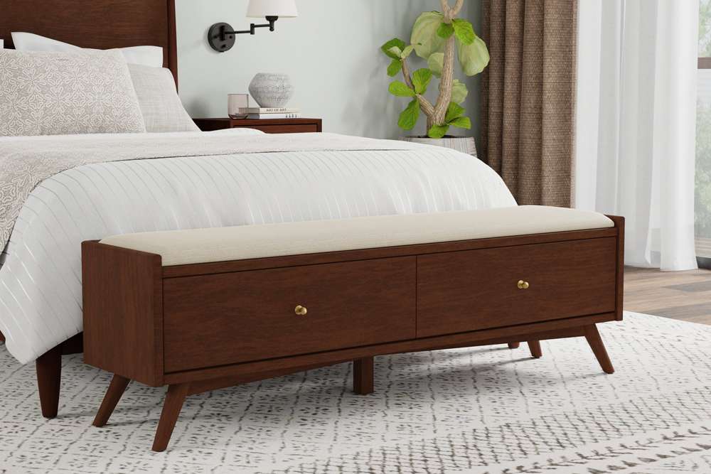 Alpine Furniture - Flynn Bench, Walnut - 966WAL-12 veiw 2