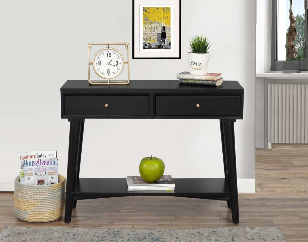 Alpine Furniture - Flynn Console Table, Black - 966BLK-63 veiw 2