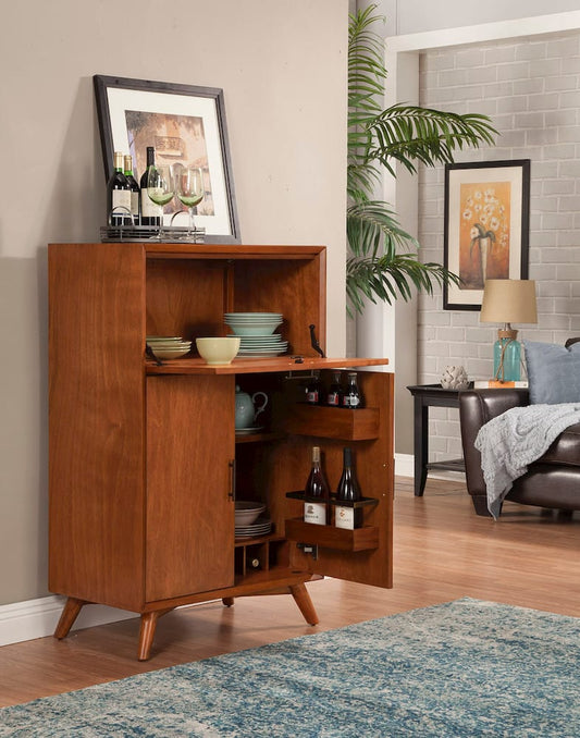 Alpine Furniture - Flynn Large Bar Cabinet w/Drop Down Tray, Acorn - 966-16 view 2