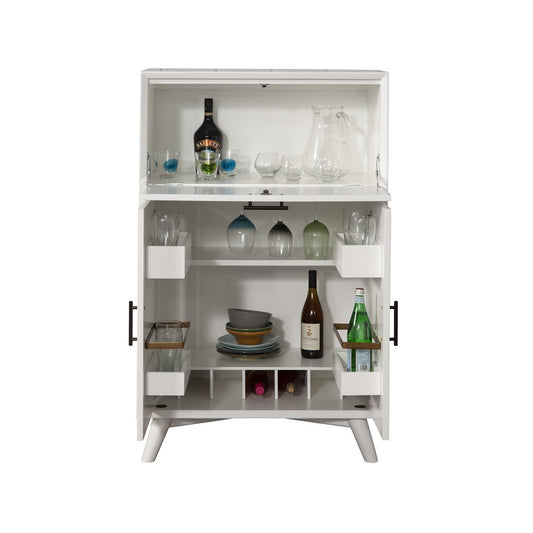 Alpine Furniture - Flynn Large Bar Cabinet w/Drop Down Tray, White - 966-W-16 view 2