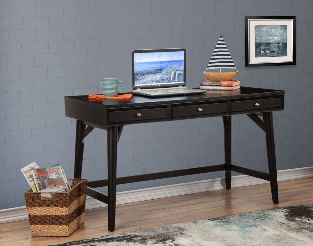 Alpine Furniture - Flynn Large Desk, Black - 966BLK-66 veiw 1