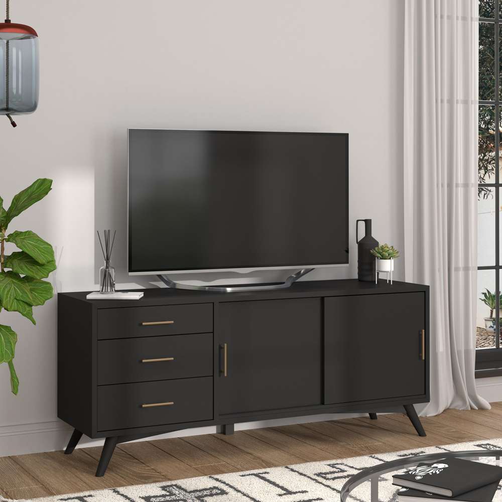 Alpine Furniture - Flynn Large TV Console, Black - 966BLK-10 veiw 10