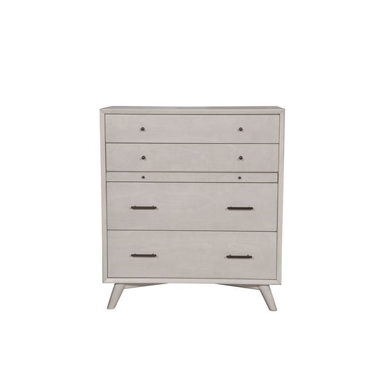 Alpine Furniture - Flynn Mid Century Modern 4 Drawer Multifunction Chest w/Pull Out Tray, Gray - 966G-05 view 2