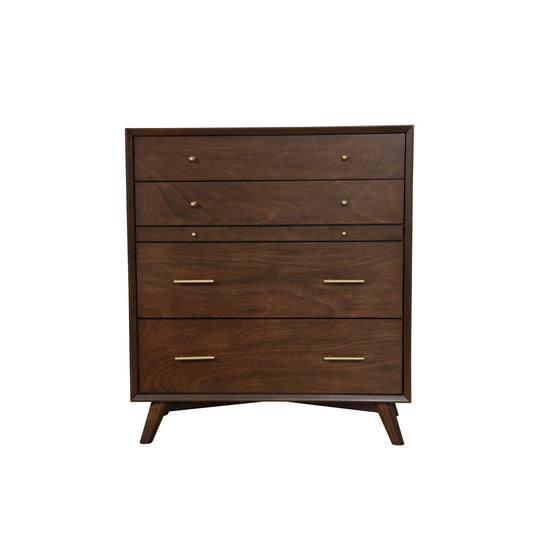 Alpine Furniture - Flynn Mid Century Modern 4 Drawer Multifunction Chest w/Pull Out Tray, Walnut - 966WAL-05 view 6