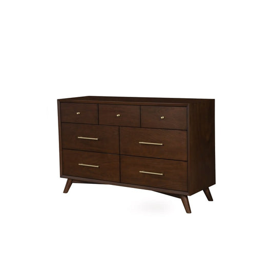 Alpine Furniture - Flynn Mid Century Modern 7 Drawer Dresser, Walnut - 966WAL-03 view 2