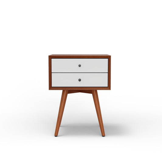 Alpine Furniture - Flynn Small Nightstand, Acorn & White - 999-32 view 2
