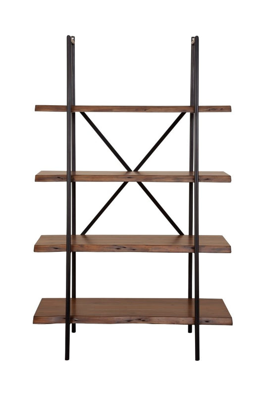 Alpine Furniture - Live Edge 4 Shelf Bookshelf, Light Walnut - 1968-69 veiw 3