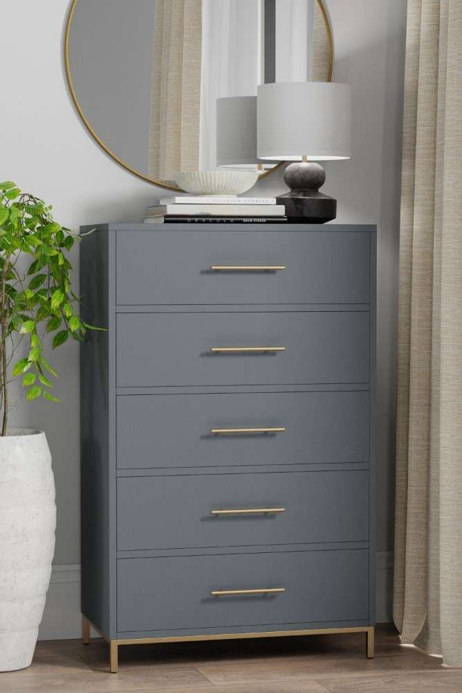 Alpine Furniture - Madelyn Five Drawer Chest, Slate Gray - 2010G-05 veiw 1