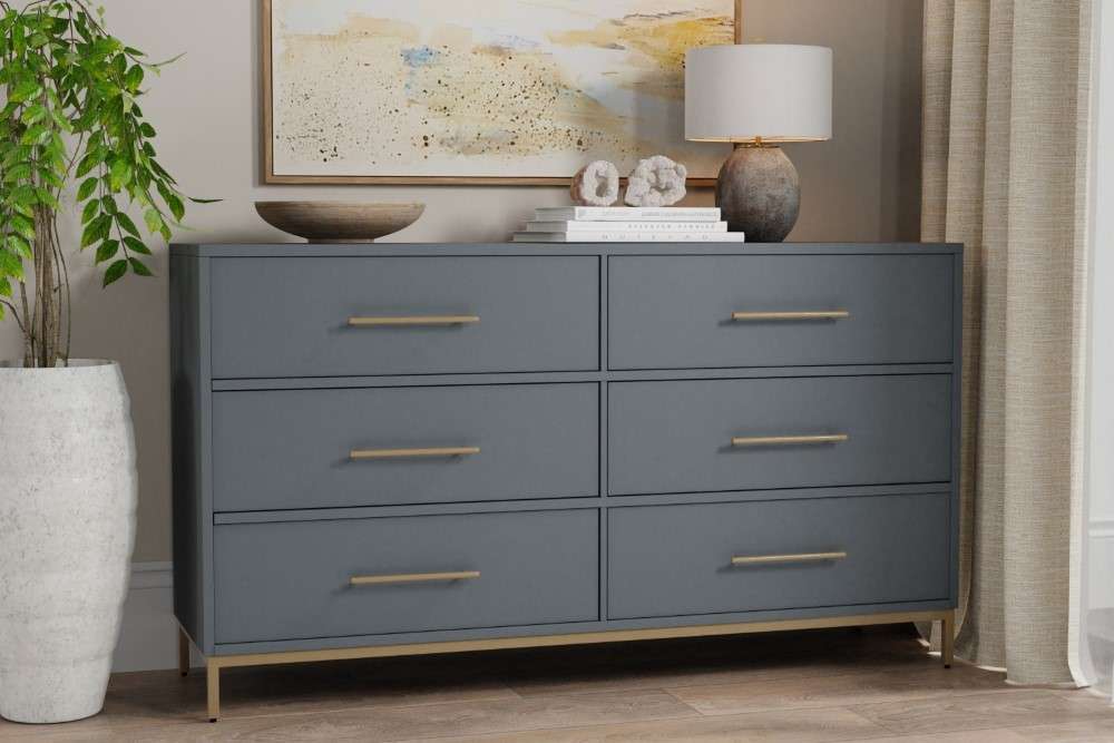 Alpine Furniture - Madelyn Six Drawer Dresser, Slate Gray - 2010G-03 veiw 1