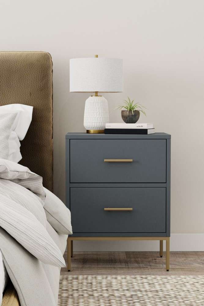 Alpine Furniture - Madelyn Two Drawer Nightstand, Slate Gray - 2010G-02 veiw 1