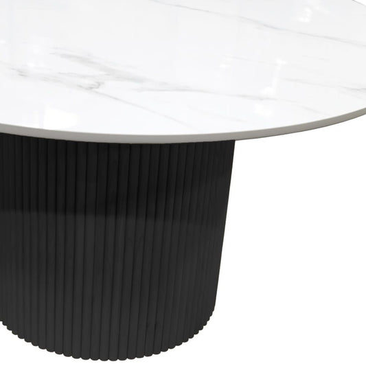 Alpine Furniture - Reba Quartz Top Round Dining Table, Black - 5868BLK-QUA-25 view view 2