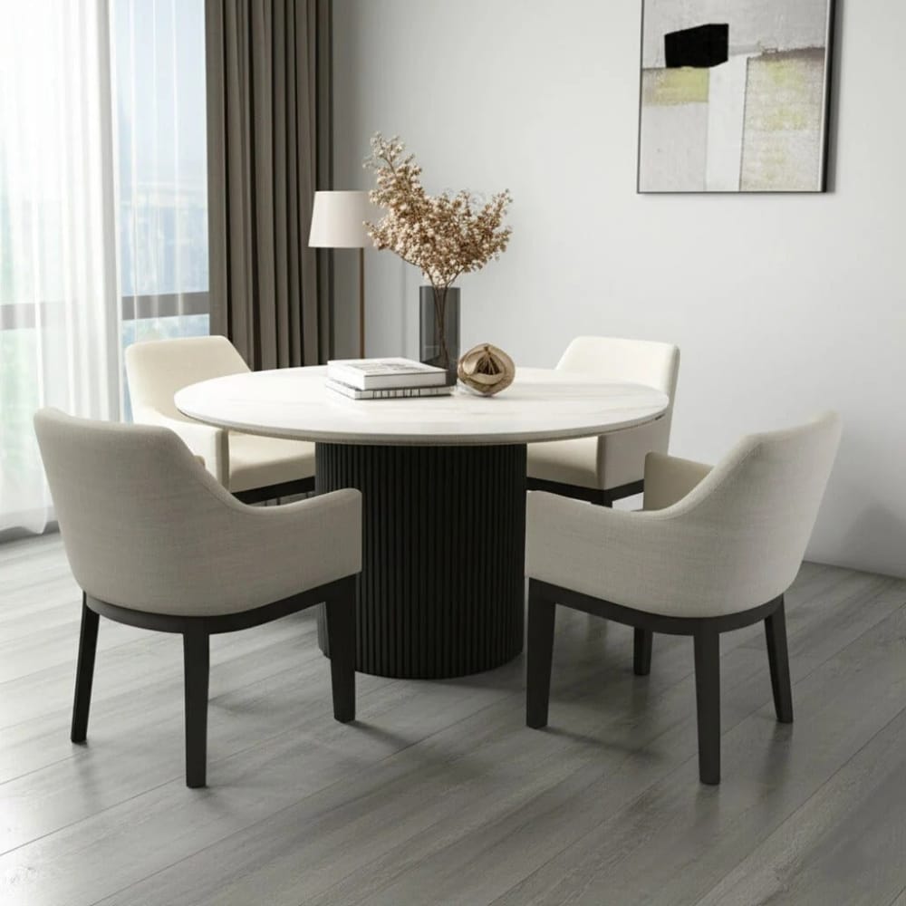 Alpine Furniture - Reba Quartz Top Round Dining Table, Black - 5868BLK-QUA-25 view view 9