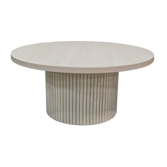Alpine Furniture - Reba Round Cocktail Table, White Wash - 5868W-61 view 2