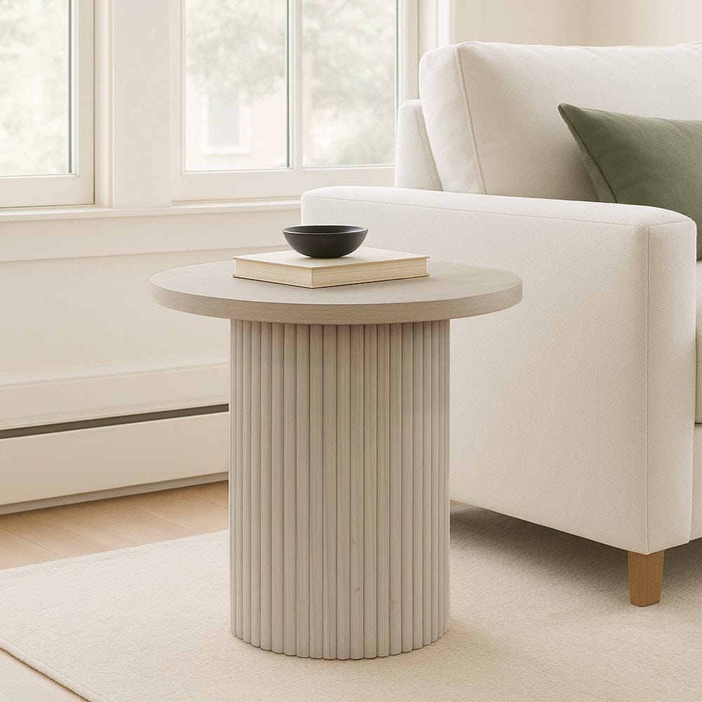 Alpine Furniture - Reba Round End Table, White Wash - 5868W-62 view 7